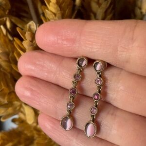 Pink dangling long pink drop earrings